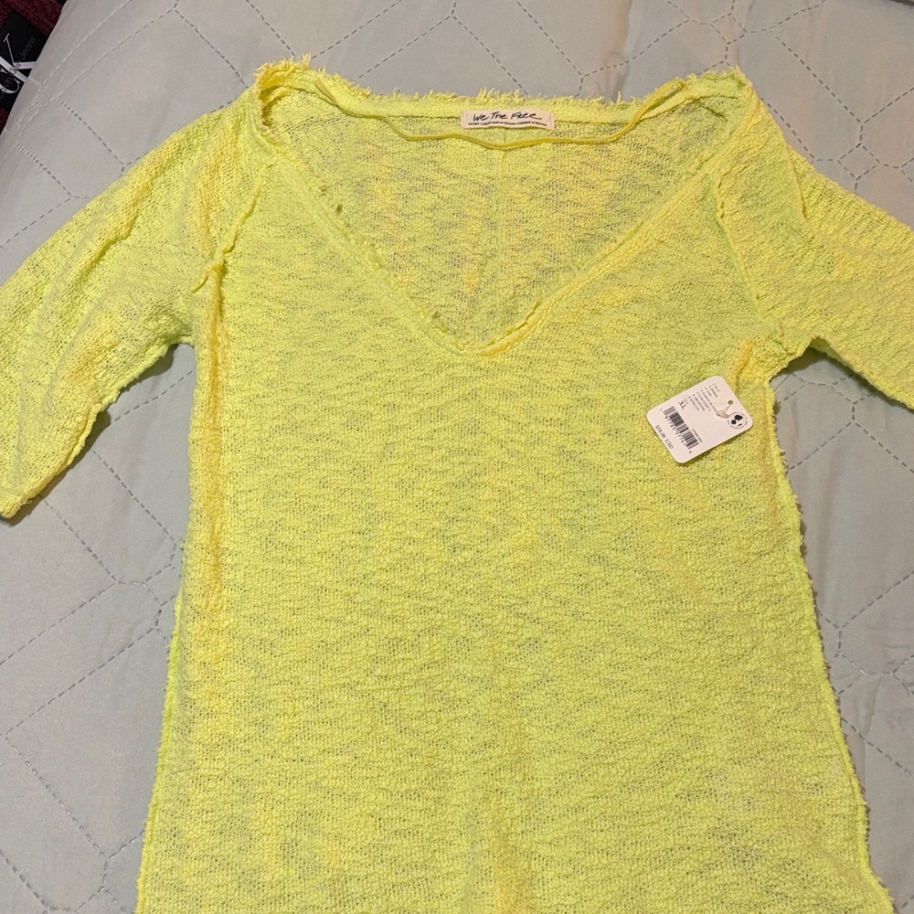 Yellow Free People V-Neck Women Top NWT